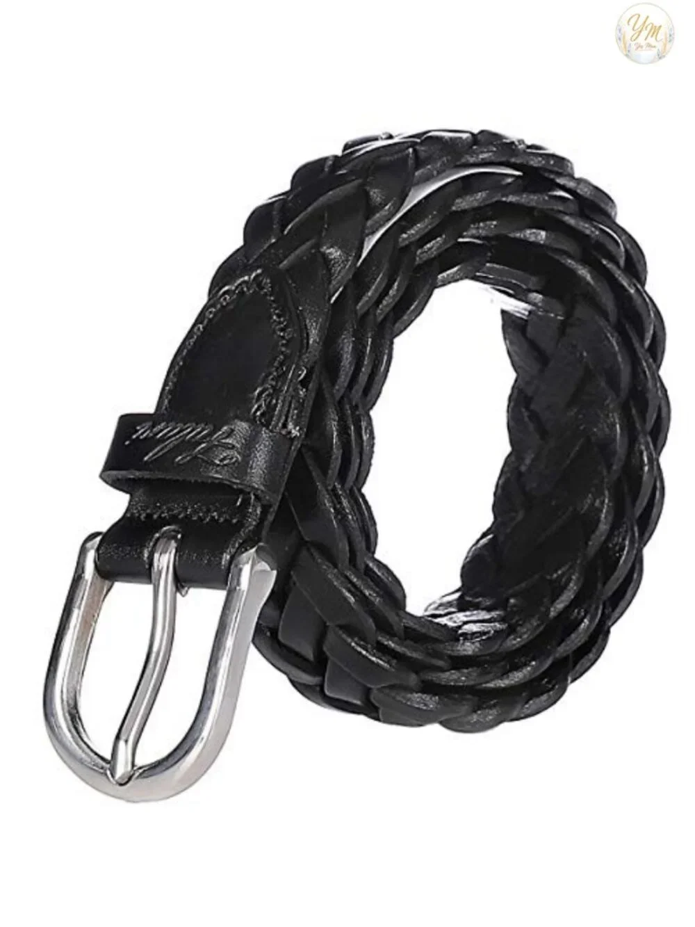 Women's Genuine Leather Braided Belt Stainless Steel Buckle